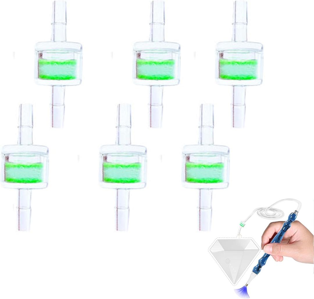 Electric Diamond Painting Pen Replacement Filter, Dustproof Filter for Vacuum Diamond Art Pen, Diamond Art Supplies (6Pcs Green+Clear)