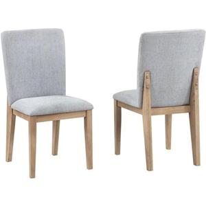 Pemberly Row Set of 2 Gray Linen Fabric and Oak Finish Dining Chair