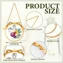 4 Pcs Double Glass Frame for Pressed Flowers with Bow Gold Glass Picture Frame for Pressed Flowers Ornate Wallet Size Tabletop and Wall Mount Decor (Round)