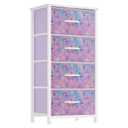 DWVO Dresser with 4 Drawers - Storage Tower Unit, Dresser for Bedroom, Living Room, Closets - Sturdy Steel Frame, Wooden Top & Easy Pull Fabric Bins, Purple