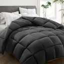 HYLEORY All Season Twin Size Bed Comforter - Cooling Down Alternative Quilted Duvet Insert with Corner Tabs - Winter Warm - Machine Washable - Dark Grey