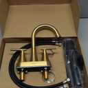 Bathroom Faucets for Sink 3 Hole, Hurran 4 inch Brushed Gold Bathroom Sink Faucet with Pop-up Drain and Supply Hoses, Stainless Steel Lead-Free Centerset Faucet for Vanity RV, 2 Pack