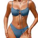 Jillumi Bikini Sets for Women Underwire Bathing Suit Two Piece Swimsuit High Cut Cheeky Cute Swimwear, S