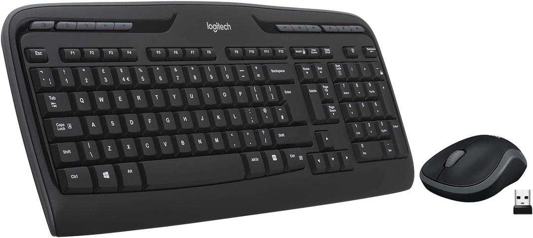 Logitech MK320 Wireless Desktop Keyboard and Mouse Combo — Entertainment Keyboard and Mouse, 2.4GHz Encrypted Wireless Connection, Long Battery Life
