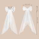 SWEETV Bridal Hair Bow Veil White Bow Clip Bachelorette Party Decorations Pearl Accessories Bride to Be Bridal Shower Gift