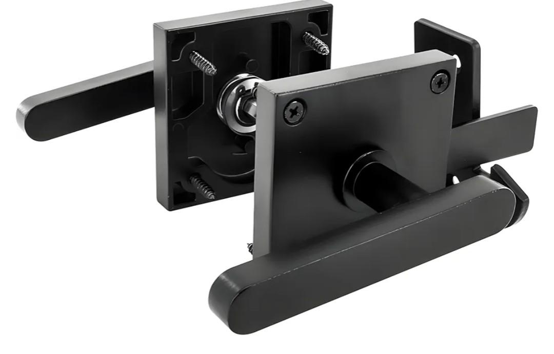 Double Sided Gate Latch, Heavy Duty Black Gate Latch for Wooden Fence, Aluminum Swinging Door Latch Gate Hardware for Outdoor Fence, Matte Black Fence Latch for Wooden Gates, Pool Gate