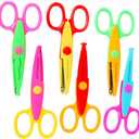 Jialeey Plastic Kids Design Safety Art Scissors Creative Crafts Scissors Paper Scrapbooking Decorative Wave Lace Edge Cutters Set 6 PCS