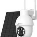 ANRAN 4K Solar Security Camera Outdoor Wireless-360 PTZ, 8MP Color Night Vision, Battery-Powered WiFi Camera with PIR Detection, 2-Way Audio, No Wiring Needed, Compatible with Alexa (4K White-1pcs)