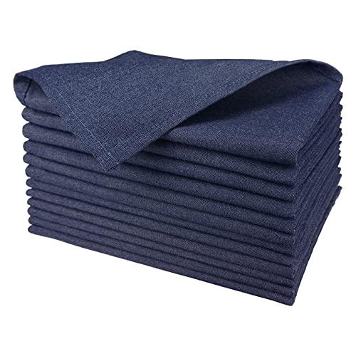 Beritle Denim Napkins Cloth Washable, Set of 12, Cloth Dinner Napkins, No Fade, No Deformation, Wrinkle Resistant, Iron Free, 20 x 20 Inch, Denim Navy