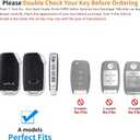 Leather Car Key Fob Case, 4-Button, Black, for Kia Ceed, Cerato, Forte, Niro, Seltos, Sorento, Soul, Sportage, Telluride