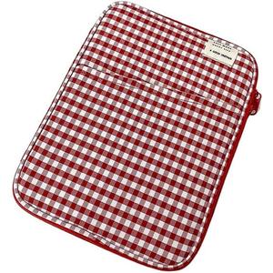 Tooe Gingham Puffy Laptop Sleeve 11-13 Inch Y2K Coquette Carrying Laptop Bag Fairycore Cover Pouch Sleeve Computer Liner Bag (13-14 inch,Red)