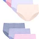 Hanes Girls' Underwear Briefs, 7-pack, Pure Comfort Microfiber Brief Panties for Girls, Assorted Briefs, Blush/Blue/Purple, 14