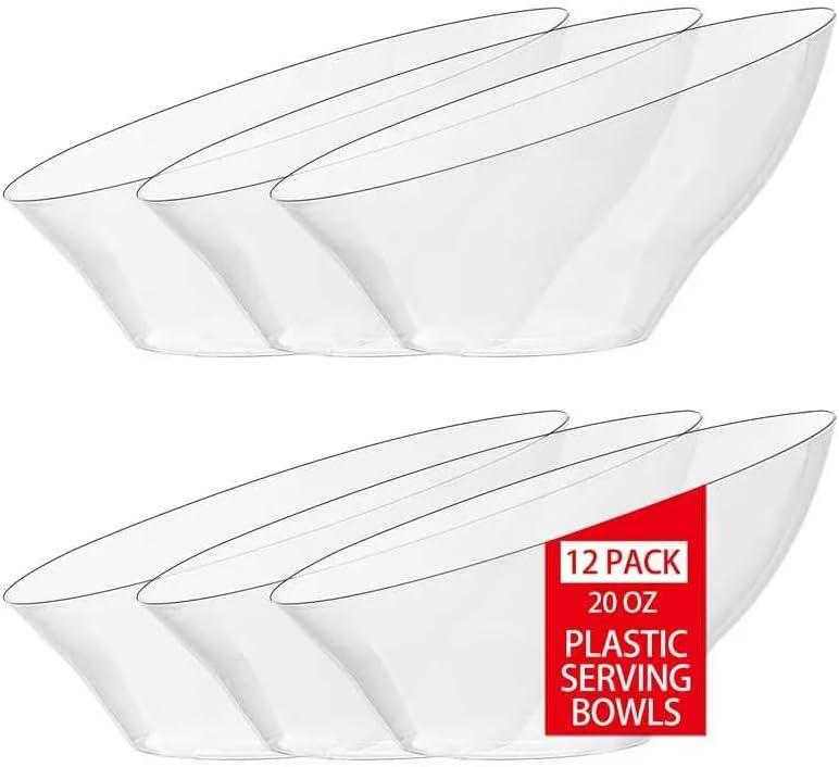 bUCLA 12 Pack Clear Plastic Serving Bowls - 20 OZ Angled Serving Bowls Disposable for Chip,Candy,Salad & Fruit - Ideal for Party & Wedding bUCLA 12 Pack Clear Plastic Serving Bowls - 20 OZ Angled Serving Bowls Disposable for Chip,Candy,Salad & Fruit - Ideal for Party & Wedding