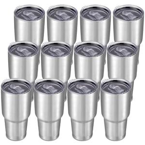 Cool Yoleb 30 oz Tumbler with Lid Stainless Steel Tumblers Bulk Vacuum Insulated Cup Reusable Powder Coated Travel Mug Double Wall Leak Proof Cups Keep Cold Drinks for 12 Hours Stainless, Set of 11