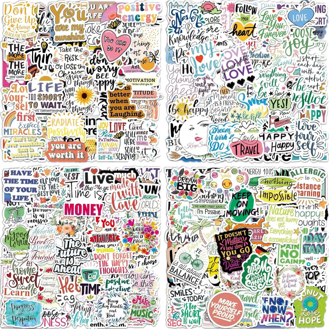 300 PCS Inspirational Stickers for Adults, Scrapbook Vision Board Supplies Motivational Stickers for Water Bottles Laptop, Positive Mental Health Quote Vinyl Stickers for Teens Kids Teachers Students