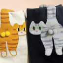 2 x 6 Pairs Cat Socks with Balls, 3D Cute Novelty Funny Animal Socks with Pompoms, Hilarious Soft Puffy Cartoon Kitten Sock Christmas Birthday Gifts for Cat Owners