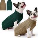 Lorehelina 1 Pack Dog Sweaters for Medium Dogs Winter Turtleneck Pullover Cable Knit Fleece Stretch Frenchie Dachshund Pug Corgi Beagle Boy Girl Pet Clothes (M Green)