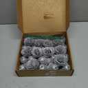Glitter Roses Bouquet,30PCS Silver Roses Fake Roses Artificial Flowers for Wedding Bouquet Party Christmas Home Decor(Silver)
