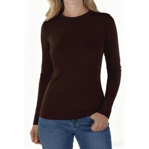 Womens Long Sleeve Thermal Shirts, 2025 Fall Winter Crew Neck Shirt for Women, Stretch Basic Tight Long Sleeve Underwear Tops (Small, Coffee)