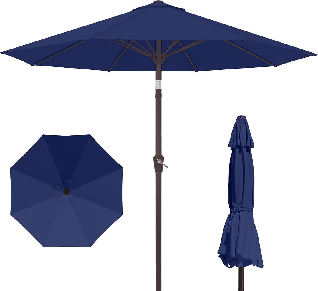 PatioKingdom 10FT Patio Umbrella with Push Button Tilt and Crank, Outdoor Market Umbrella with 8 Fiberglass Ribs, UV Protection Table Umbrella for Pool,Backyard,Garden,Deck