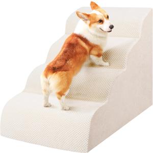 Dog Stairs for Small Dogs, High Density Foam Dog Steps, Extra Wide Non-Slip Pet Ramp for High Beds Or Couch, Soft Doggie Ladder for Dogs Injured, Older Pets, Small Cats
