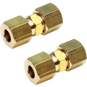 Ice Maker Water Line Brass Compression Tube Fitting, 1/4 OD x 1/4 OD (2)