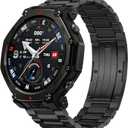 Titanium Watch Band Compatible for Amazfit T-Rex 3 Pro 48mm, Ultralight Durable Titanium Watch Strap, Size Adjustable Easy Installation (Black)