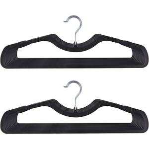 Higher Hangers Premium Black Plastic Hangers, Slimline Space Saving Hangers for Clothes, Closet Organizer for College Dorms, RVs & More, Creates Closet Space, Reduces Wrinkles & Clutter, 120-Pack, 17 inches wide x 6 inches tall x 1/4 inch thick