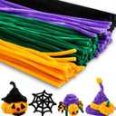 RoundFunny 400 Pcs 24 Inch Extra Long Pipe Cleaners Chenille Stem Summer Halloween Creative Pipe Cleaners Craft Supplies Fuzzy Sticks for Festivals Decorations DIY Arts Handcraft Project(Halloween)