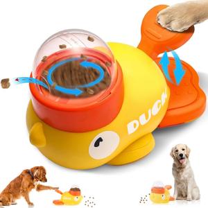 2-in-1 Interactive Dog Puzzle Toy, Dog Interactive Treat Dispenser Toy, Dogs Food Treat Feeding Dispenser for Healthy Eating for Small & Medium (Yellow)