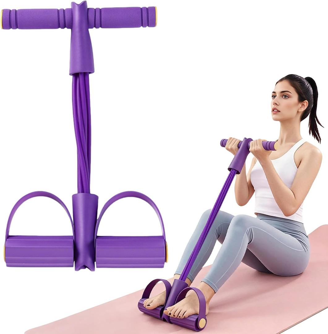 Multifunctional Pedal Resistance Band, 8-Tube Stretch Band with Handle, Fitness Shaping Yoga Exercise Equipment, Natural Rubber Tension Rope, for Abdominal, Leg, Arm and Back Slimming Training