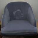 Martha Stewart Sora Stationary Swivel Task Chair with Sloped Arms for Home Office in Gray Velvet with Oil Rubbed Bronze Frame, Black