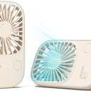 JISULIFE Handheld Mini Lash Fan with Bracket, Small Portable USB Rechargeable Personal Makeup/Eyelash Fan with 3 Speeds for Women Mom Girls Office Outdoor Travel Beige