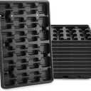 RooTrimmer 24 Cell Nursery Pots Trays 10 Pack (17"x11"x1.6"), Reusable Plastic Plant Pot Tray with Drain Holes, Carrying Seed Starter Tray for Holding 2.8 inch (7CM) Square Nursery Pots (Black)