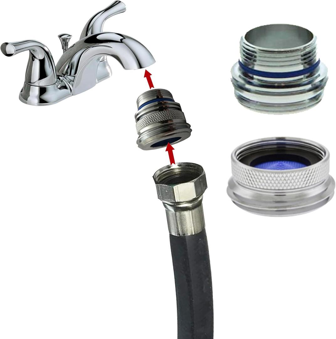 Cache to Hose Faucet Adapter - Convert Hidden Aerator to Take 3/4" Male for Kitchen Appliances Metal Design Attachment (Tiny Junior)