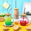 Sieral 70mm Bamboo Jar Lids with Straw Hole for Glass Cups Reusable Wooden Mason Jar Lids for Beer Can Cups, 2.76 Inch Canning cover with Silicone Ring for Regular Mouth Drinking Jars(30 Pcs)