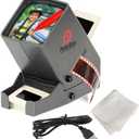 PS-3 Slide Viewer, View 2x2 in. Slides, 35mm Film Strips & Negatives, LED Viewing light, 4 in. Screen, 3x Magnification w/Cleaning Cloth, USB Power Cable included