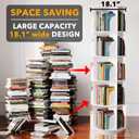 SpaceAid 5 Tier Rotating Bookshelf Tower, Spinning Bookcase Lazy Susan, Revolving 360 Book Shelf Storage Round Carousel, Vertical Rotate Turning Spiral Corner Organizer, White