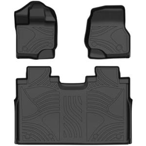 TadaMark Floor Mats Fit for Ford for Bronco 4 Door 2021-2025 Black Deep Dish All-Weather Mats Heavy-Duty Waterproof Floor Liner for Cars - 3 Piece