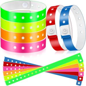 Jetec 48 Pieces Vinyl Plastic Wristband for Events Concerts Carnivals Nightclubs Disposable Wristband for Finger Sucking Prevention, Multi-color(Classic Style)