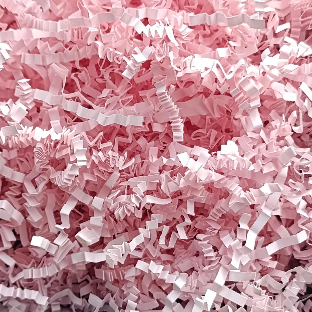 Caleihd Crinkle Cut Paper Shred Packing Grass Cushion Paper Streamer for Christmas Wedding Birthday Bridesmaid Engagement Craft Gift Boxes Bags Basket Filler Decoration 4.5oz Pink