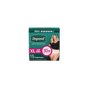 Depend Fresh Protection Adult Diapers, Incontinence & Postpartum Bladder Leak Underwear for Women, Disposable, Maximum, ExtraLarge, Blush, 15 Count, Packaging May Vary