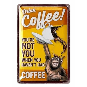 LANOLU Vintage Coffee Sign - DRINK COFFEE MONKEY, Funny Kitchen Signs, Metal Decor 12x8