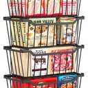 Freezer Organizer Bins, 4 Pack Stackable Chest Freezer Organizer for 5-7 Cu.FT Deep Freezer Sort Frozen Meats and Food, Freezer Storage Baskets with Handles Easy Reach from Bottom, Black