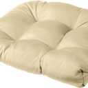 Cushion Source Tufted Chair Cushion | Rounded Back Corners | 21" x 19" x 4" Seat Cushion | No Ties | Indoor/Outdoor (Sunbrella Antique Beige)