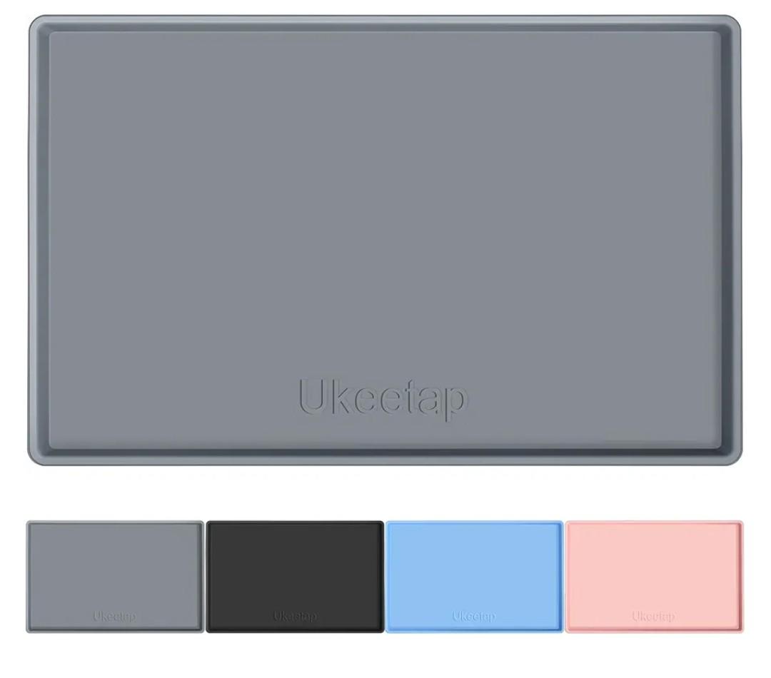 Extra Thick Silicone Mat Waterproof with Raised Edge 34" x 22", Under Sink Mat for Kitchen & Bathroom, Kitchen Cabinet Liner, Multi-Purpose for Storage & Protection, Gray