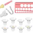 8PCS Flange Inserts 17mm for 24mm Flange/Shield, Flange Sizing Kit with Nipple Ruler, Cleaning Brush, Tape Measure, Compatible with Most Pumps: S12/S12 Pro/S9/S9 Pro