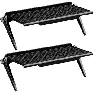 WALI TV Top Shelf 2 Pieces, 12 Inch Adjustable Monitor Top Shelf Holds Up to 13.2lb Computer Screen Storage Shelf Screen Shelf TV Shelves for Cable Box Media Box Router DVD, Black (TSP002-2B) (12x5inch)