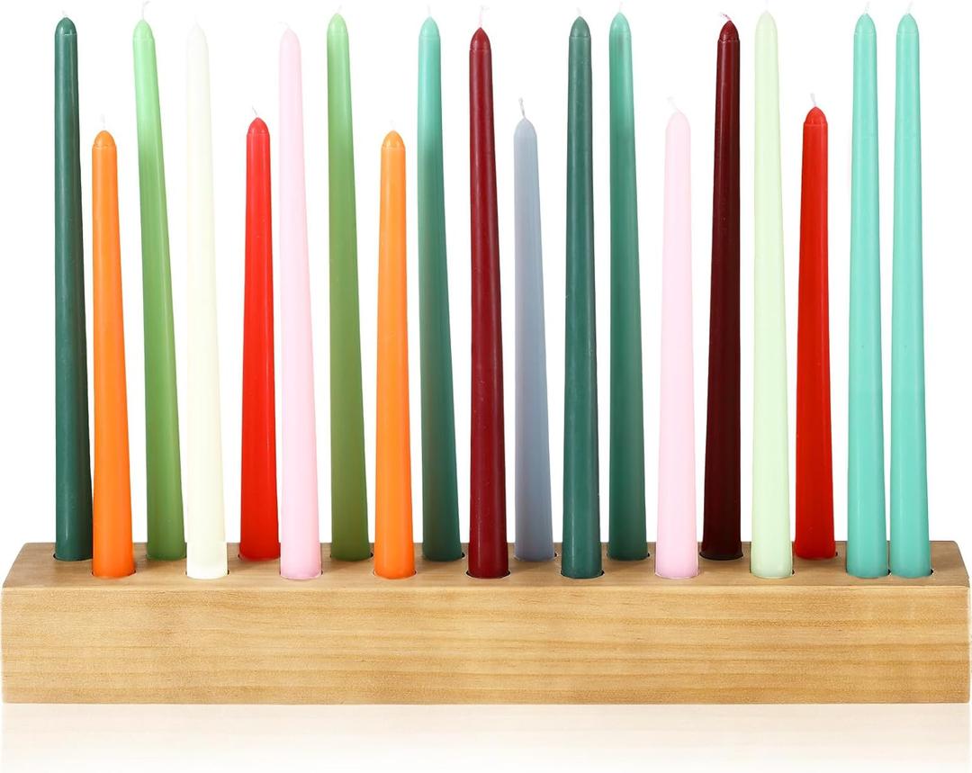 Mumufy 18in Long Wooden Taper Candle Holders for Birthday Party Candlestick Table Centerpiece Giant Wooden Farmhouse Candle Holders Decorations for Birthday Wedding Anniversary Desktop(Natural Wood)