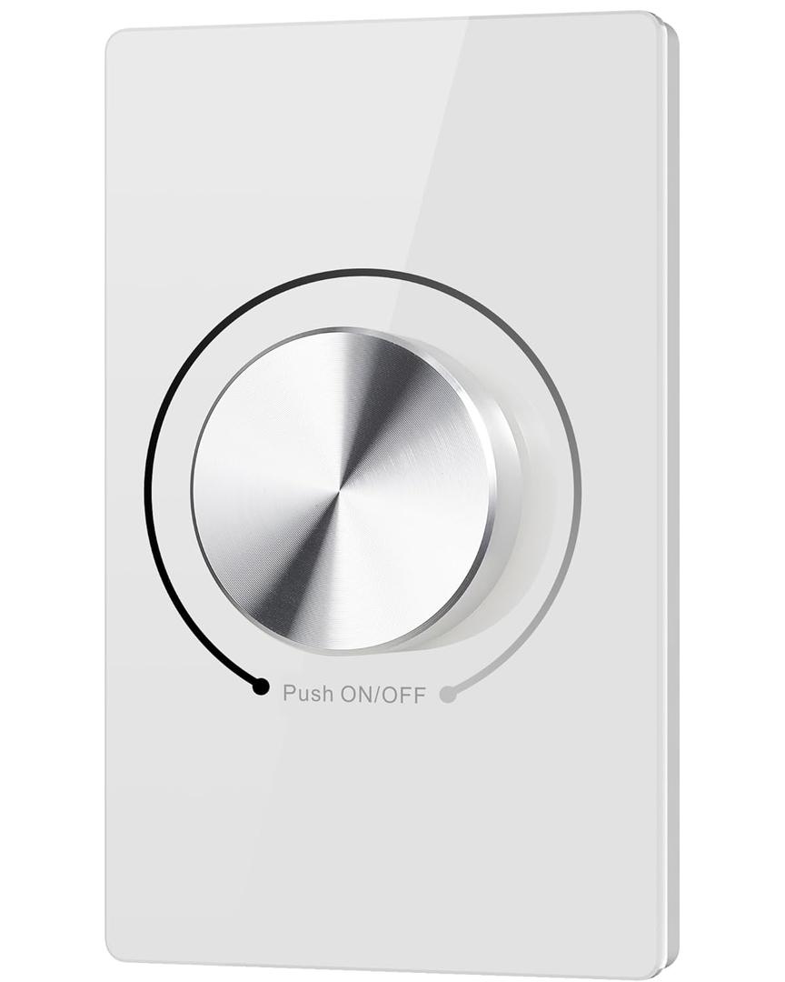 Azoula Zigbee 3.0 Rotary Dimmer Switch - Smart Adaptive Operation Without or with Neutral Wire, Compatible with Alexa, Google Home and HomeKit, Premium Glass Panel